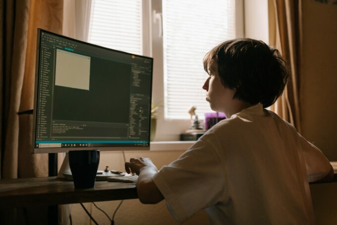 boy working on desktop