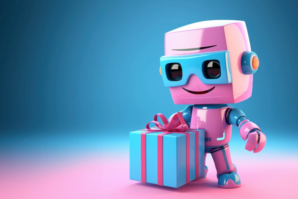 robot with gift box
