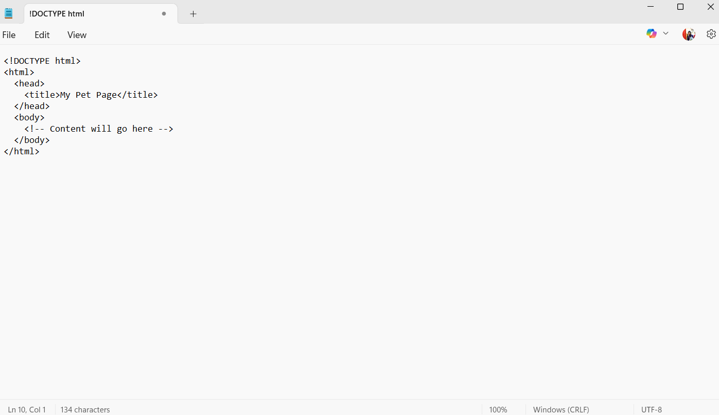 basic html code structure